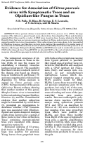 Cover page: Evidence for Association of Citrus psorosis virus with Symptomatic Trees and an Olpidium -like Fungus in Texas