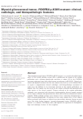 Cover page: Myxoid glioneuronal tumor, PDGFRA p.K385-mutant: clinical, radiologic, and histopathologic features.