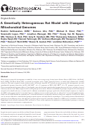 Cover page: A Genetically Heterogeneous Rat Model with Divergent Mitochondrial&nbsp;Genomes.