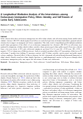 Cover page: A Longitudinal Mediation Analysis of the Interrelations among Exclusionary Immigration Policy, Ethnic Identity, and Self-Esteem of Latinx Early Adolescents.