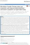 Cover page: Microbiota Transfer Therapy alters gut ecosystem and improves gastrointestinal and autism symptoms: an open-label study