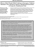 Cover page: Effects of Brief Mental Skills Training on Emergency Medicine Residents’ Stress Response During a Simulated Resuscitation: A Prospective Randomized Trial