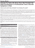 Cover page: Amnesia for Early Life Stress Does Not Preclude the Adult Development of Posttraumatic Stress Disorder Symptoms in Rats