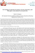 Cover page: The teaching of comparative psychology: Exercises, experiences, and philosophy: A introduction to the special issue