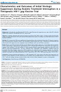 Cover page: Characteristics and Outcomes of Initial Virologic Suppressors during Analytic Treatment Interruption in a Therapeutic HIV-1 gag Vaccine Trial