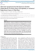 Cover page: Neonatal Lipopolysaccharide Exposure Gender-Dependently Increases Heart Susceptibility to Ischemia/Reperfusion Injury in Male Rats