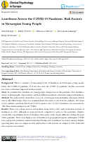 Cover page: Loneliness Across the COVID-19 Pandemic: Risk Factors in Norwegian Young People.