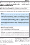 Cover page: Pharmacometabolomics of response to sertraline and to placebo in major depressive disorder - possible role for methoxyindole pathway.