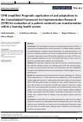 Cover page: CFIR simplified: Pragmatic application of and adaptations to the Consolidated Framework for Implementation Research (CFIR) for evaluation of a patient‐centered care transformation within a learning health system