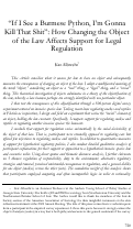 Cover page: "If I See a Burmese Python, I'm Gonna Kill That Shit": How Changing the Object of the Law Affects Support for Legal Regulation