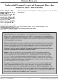 Cover page: Prehospital Trauma Scene and Transport Times for Pediatric and Adult Patients