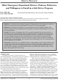 Cover page: Older Emergency Department Drivers: Patterns, Behaviors, and Willingness to Enroll in a Safe Driver Program