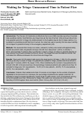 Cover page: Waiting for Triage: Unmeasured Time in Patient Flow