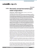 Cover page: Remotely sensed terrestrial open water evaporation.