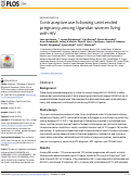 Cover page: Contraceptive use following unintended pregnancy among Ugandan women living with HIV