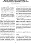 Cover page: Evaluating Vector-Space Models of Word Representation, or,The Unreasonable Effectiveness of Counting Words Near Other Words