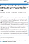 Cover page: Construction of a medicinal leech transcriptome database and its application to the identification of leech homologs of neural and innate immune genes