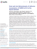 Cover page: Host and viral determinants of airborne transmission of SARS-CoV-2 in the Syrian hamster.