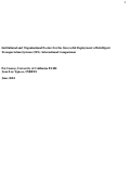 Cover page: Institutional and Organizational Factors for the Successful Deployment of Intelligent Transportation Systems (ITS): International Comparisons