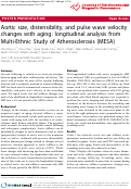 Cover page: Aortic size, distensibility, and pulse wave velocity changes with aging: longitudinal analysis from Multi-Ethnic Study of Atherosclerosis (MESA)