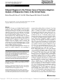 Cover page: Delayed Diagnosis Is the Primary Cause of Sarcoma Litigation: Analysis of Malpractice Claims in the United States.