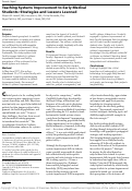 Cover page: Teaching Systems Improvement to Early Medical Students: Strategies and Lessons Learned.