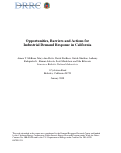 Cover page: Opportunities, Barriers and Actions for Industrial Demand Response in California