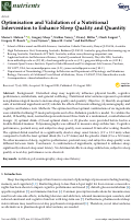 Cover page: Optimisation and Validation of a Nutritional Intervention to Enhance Sleep Quality and Quantity