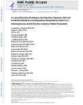 Cover page: A Least Absolute Shrinkage and Selection Operator-Derived Predictive Model for Postoperative Respiratory Failure in a Heterogeneous Adult Elective Surgery Patient Population