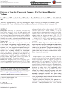 Cover page: Drivers of Cost for Pancreatic Surgery: It’s Not About Hospital Volume