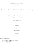 Cover page: Three Essays on Education and Female Labor Market Outcomes in Developing Countries