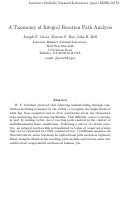 Cover page: A taxonomy of integral reaction path analysis