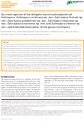 Cover page: Six novel species of the obligate marine actinobacterium Salinispora, Salinispora cortesiana sp. nov., Salinispora fenicalii sp. nov., Salinispora goodfellowii sp. nov., Salinispora mooreana sp. nov., Salinispora oceanensis sp. nov. and Salinispora vitiensis sp. nov., and emended description of the genus Salinispora.