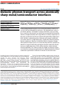 Cover page: Inelastic phonon transport across atomically sharp metal/semiconductor interfaces