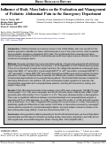 Cover page: Influence of Body Mass Index on the Evaluation and Management of Pediatric Abdominal Pain in the Emergency Department