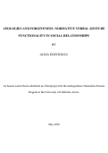 Cover page: Apologies and Forgiveness: Normative Verbal Gesture Functionality in Social Relationships