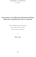 Cover page: Performance of Collinearity-Resistant Fitting Methods in Exploratory Factor Analysis