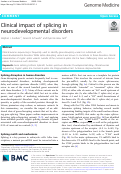 Cover page: Clinical impact of splicing in neurodevelopmental disorders