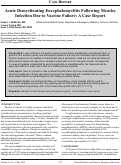 Cover page: Acute Demyelinating Encephalomyelitis Following Measles Infection Due to Vaccine Failure: A Case Report