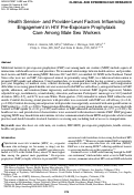 Cover page: Health Service- and Provider-Level Factors Influencing Engagement in HIV Pre-Exposure Prophylaxis Care Among Male Sex Workers