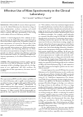 Cover page: Effective Use of Mass Spectrometry in the Clinical Laboratory.