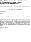 Cover page: A Specifications-Graded, Spice-Themed, General Chemistry Laboratory Course Using an Argument-Driven Inquiry Approach