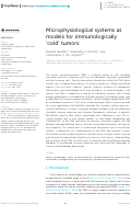 Cover page: Microphysiological systems as models for immunologically ‘cold’ tumors