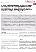 Cover page: A novel diagnostic method for distinguishing parapneumonic effusion and empyema from other diseases by using the pleural lactate dehydrogenase to adenosine deaminase ratio and carcinoembryonic antigen levels