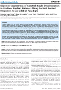 Cover page: Objective Assessment of Spectral Ripple Discrimination in Cochlear Implant Listeners Using Cortical Evoked Responses to an Oddball Paradigm