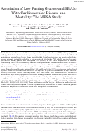 Cover page: Association of Low Fasting Glucose and HbA1c with Cardiovascular Disease and Mortality: The MESA Study