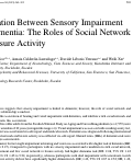 Cover page: Association Between Sensory Impairment and Dementia: The Roles of Social Network and Leisure Activity.