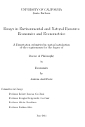 Cover page: Essays in Environmental and Natural Resource Economics and Econometrics