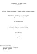 Cover page: Resource Quantity and Quality in Cross-Ecosystem Food Web Subsidies