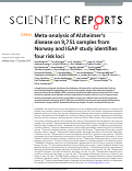 Cover page: Meta-analysis of Alzheimers disease on 9,751 samples from Norway and IGAP study identifies four risk loci.